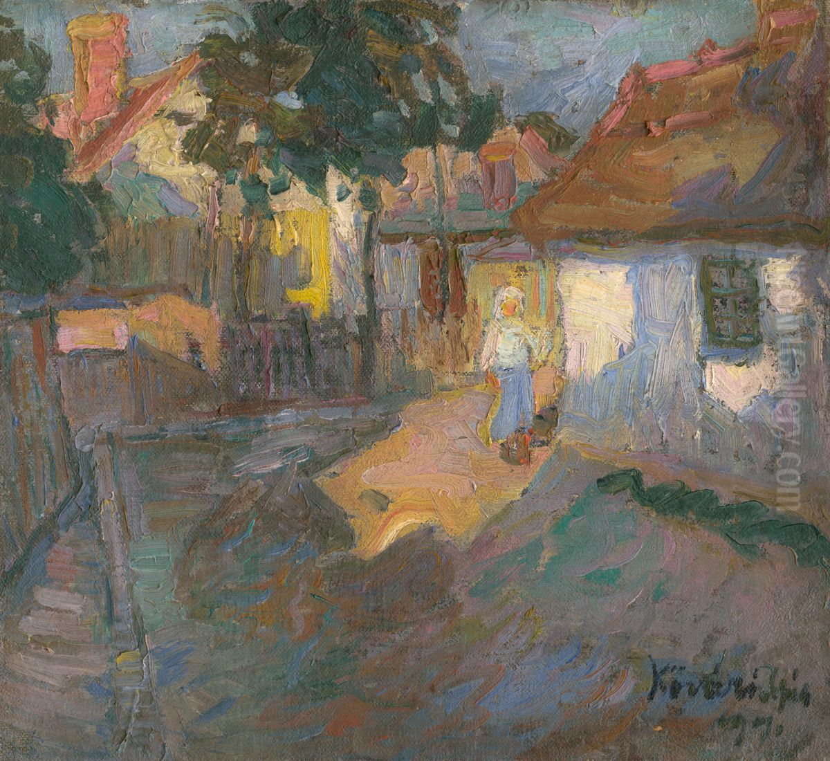 Szolnok Oil Painting by Konstantin Kovari-Kacmarik