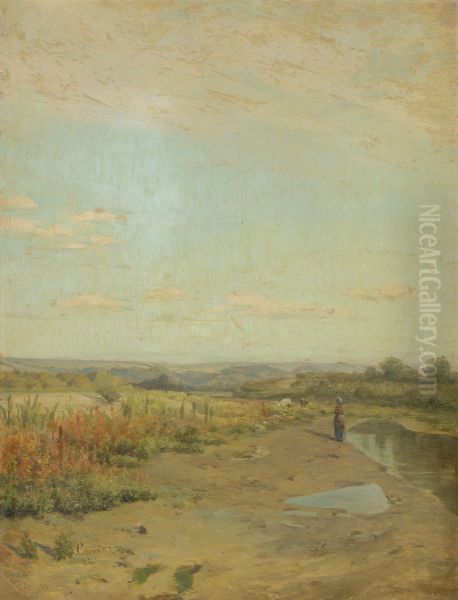 Mala pastierka Oil Painting by Lajos Csordak