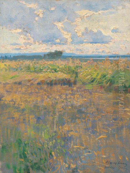 Letna krajina Oil Painting by Ferenc Olgyay