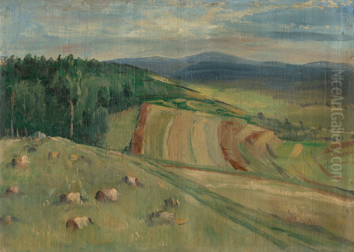 Spisska krajina Oil Painting by Jozef Hanula
