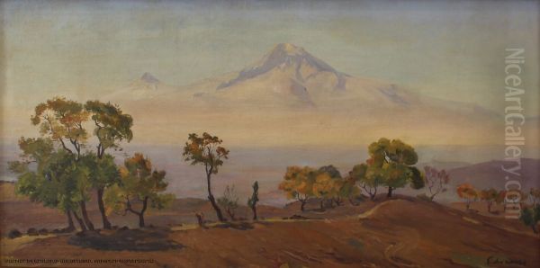 Ararat in the morning Oil Painting by Eranuhi Aslamazyan