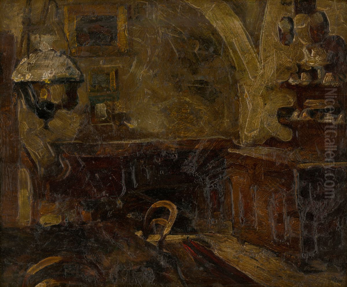 Interier Oil Painting by Konstantin Kovari-Kacmarik