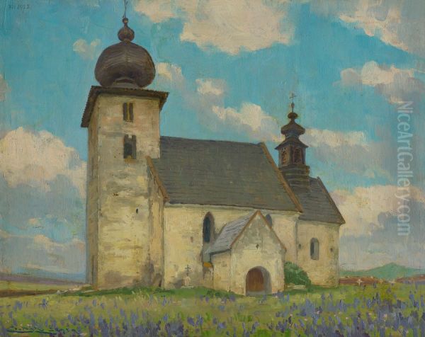 Goticky kostolik v Zehre Oil Painting by Lajos Csordak