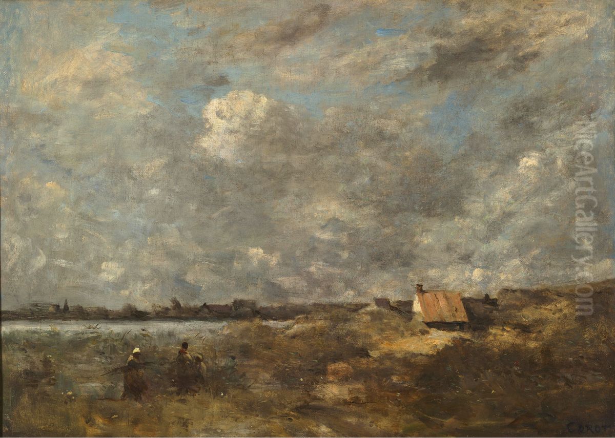 Temps orageux. Pas-de-Calais Oil Painting by Jean-Baptiste Camille Corot