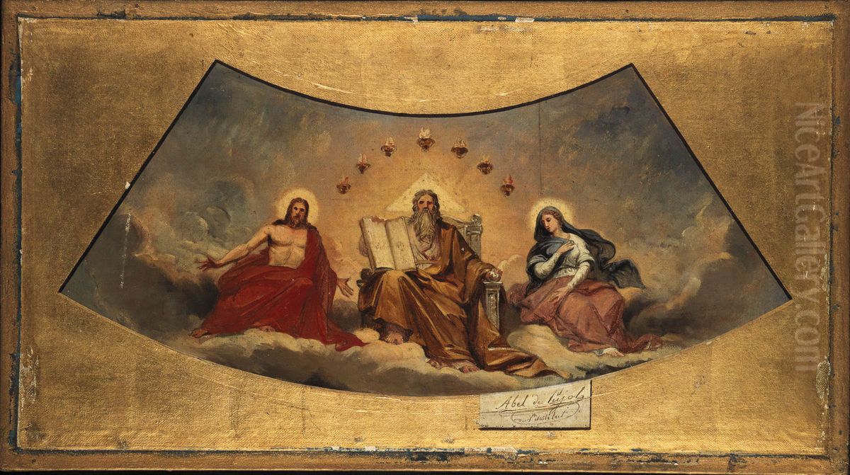 Le Pere eternel, le Christ et la Vierge Oil Painting by Abel De Pujol