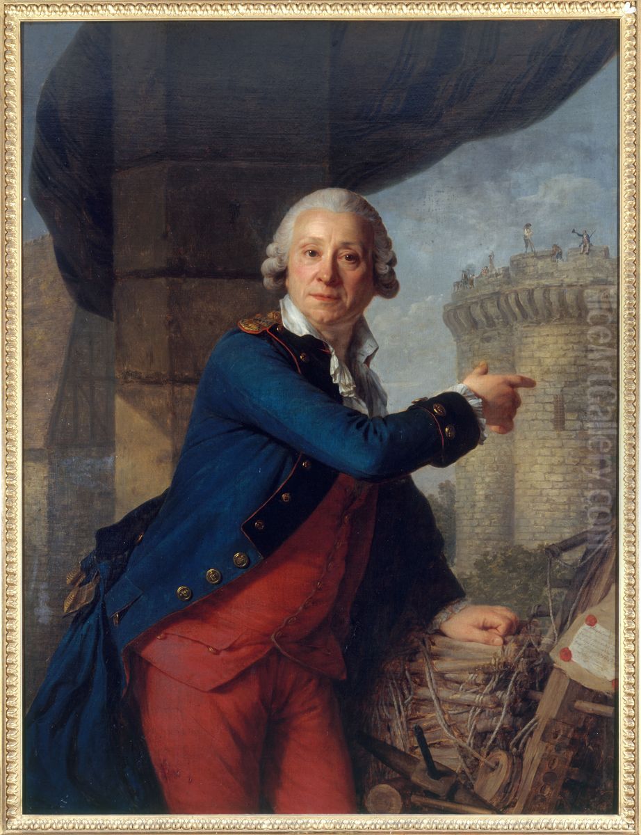 Jean-Henri Masers, chevalier of Latude (1725-1805), points to the Bastille Oil Painting by Antoine Vestier