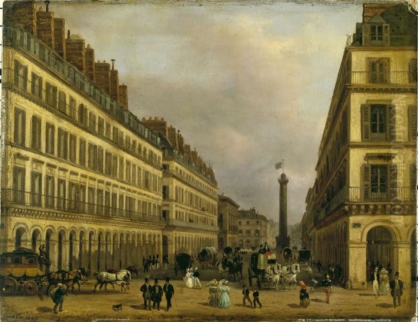 La rue de Castiglione Oil Painting by Giuseppe Canella