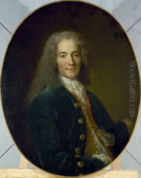 Voltaire the age of twenty-four (?) Oil Painting by Nicolas de Largilliere