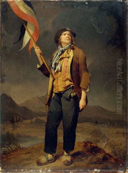 The actor Chenard. Flag Bearer at the Festival of Freedom of Savoy (October 14, 1799) Oil Painting by Louis-Leopold Boilly