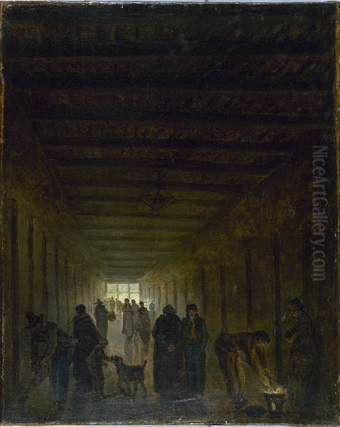 Corridor de la prison Saint-Lazare vers 1794 Oil Painting by Hubert Robert