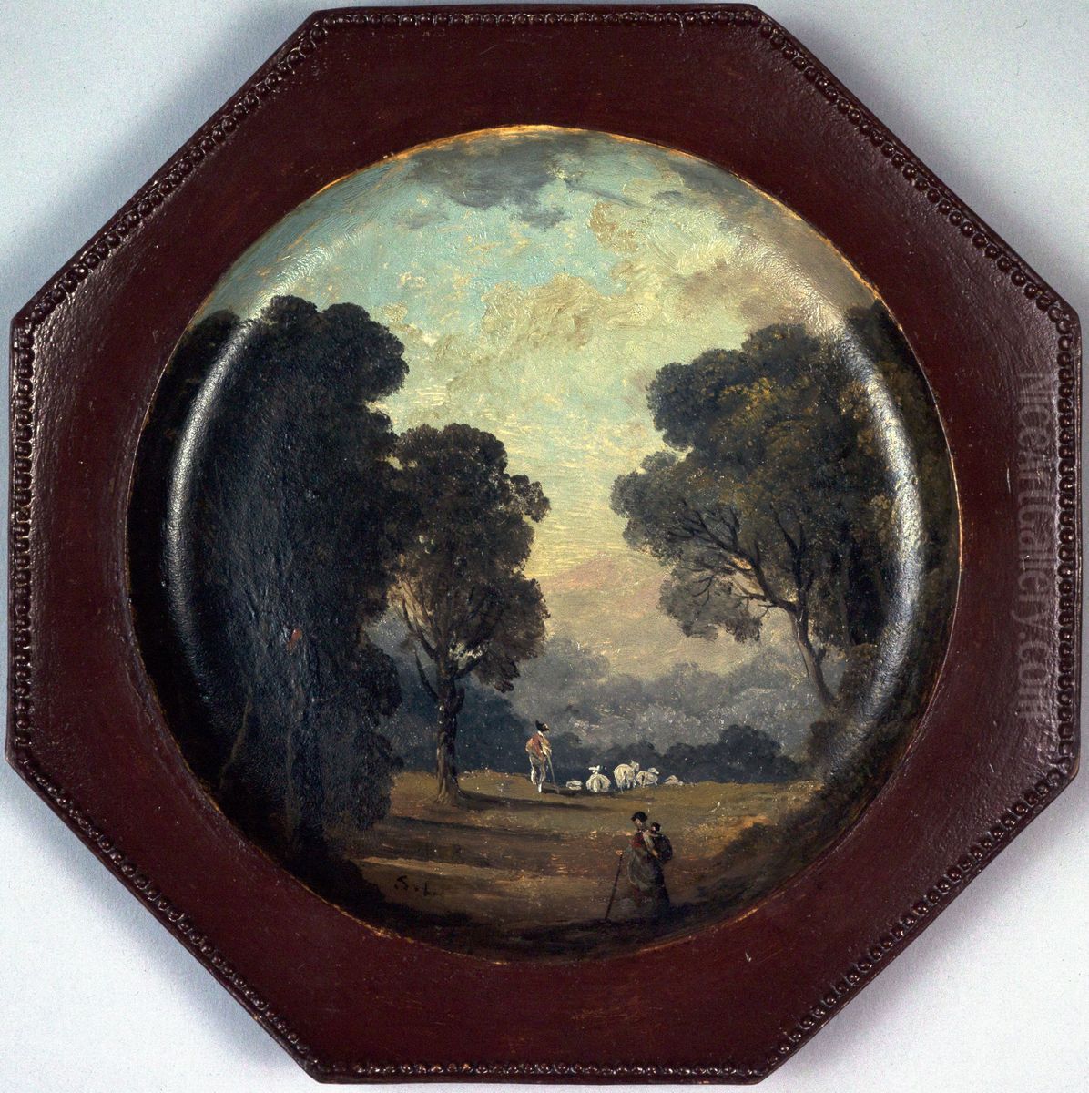 Paysage peint sur une assiette Oil Painting by Hubert Robert