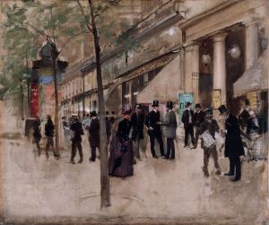 Le boulevard Montmartre, devant le theatre des Varietes, l'apres-midi