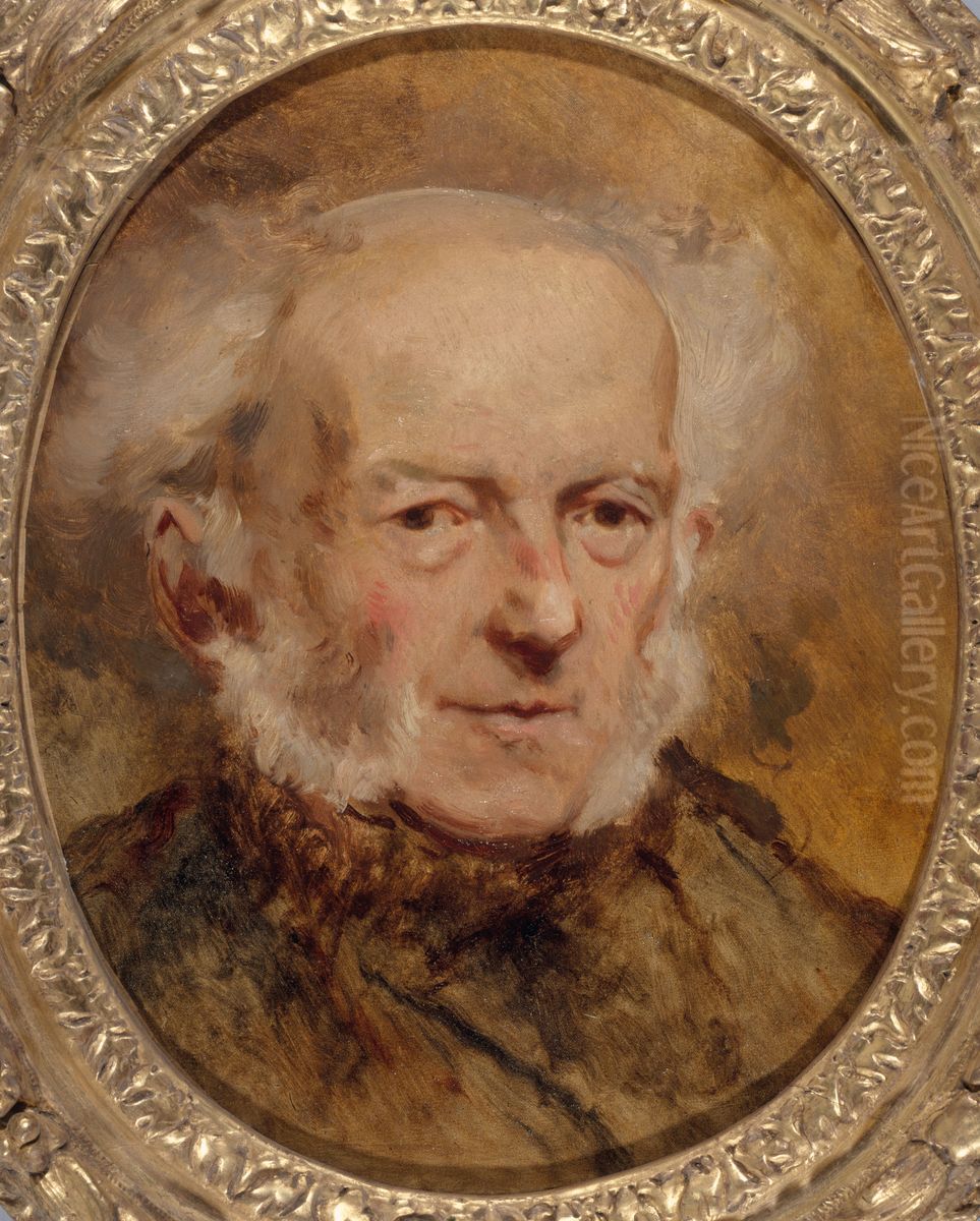 Portrait du peintre Jean-Baptiste Isabey, pere de l'artiste Oil Painting by Eugene Isabey