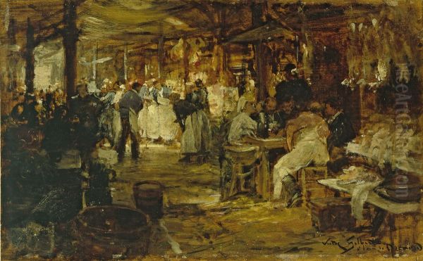 Le marche de la Madeleine Oil Painting by Victor Gilbert