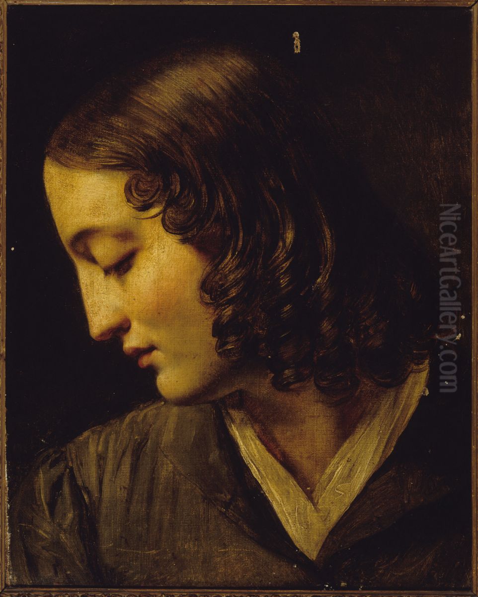Madame Colin de profil Oil Painting by Alexandre-Marie Colin