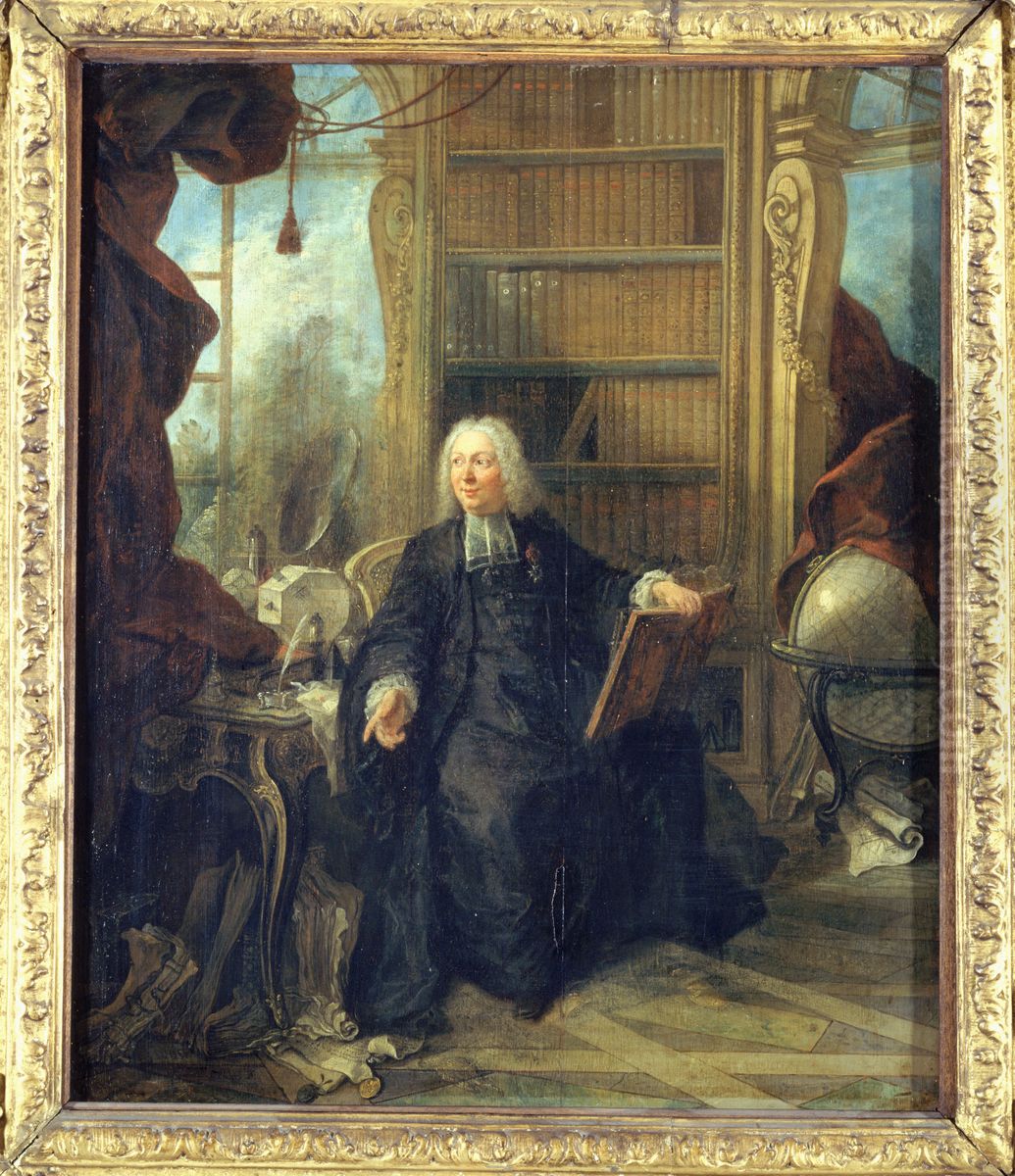 Portrait presume de l'abbe Jean-Antoine Nollet (1700-1770) Oil Painting by Jacques de Lajoue