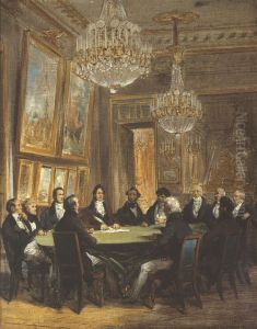 Le duc d'Orleans signant la proclamation de la lieutenance generale du royaume, le 31 juillet 1830, au Palais-Royal
