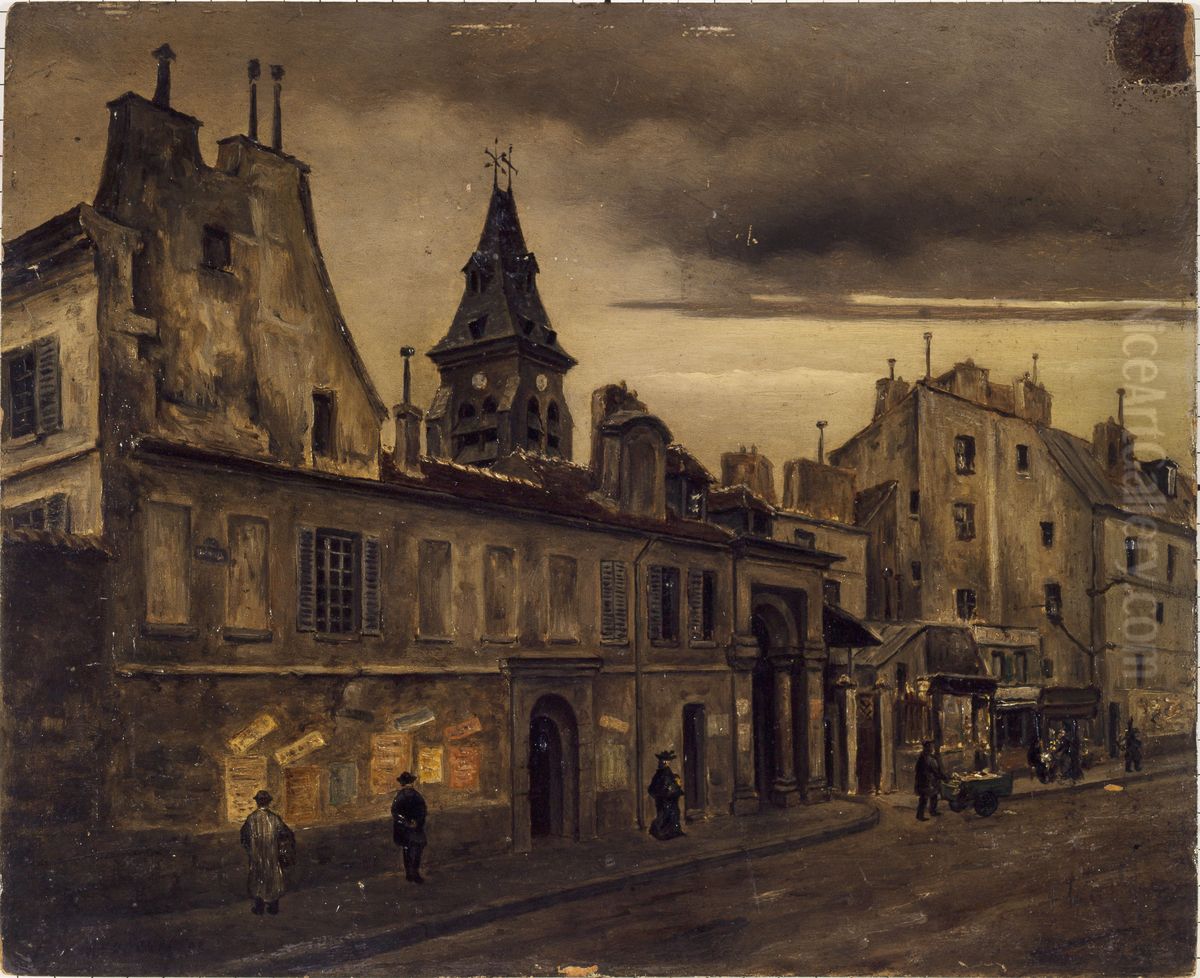 La rue Daubenton vers 1902 Oil Painting by Eugene de Menorval