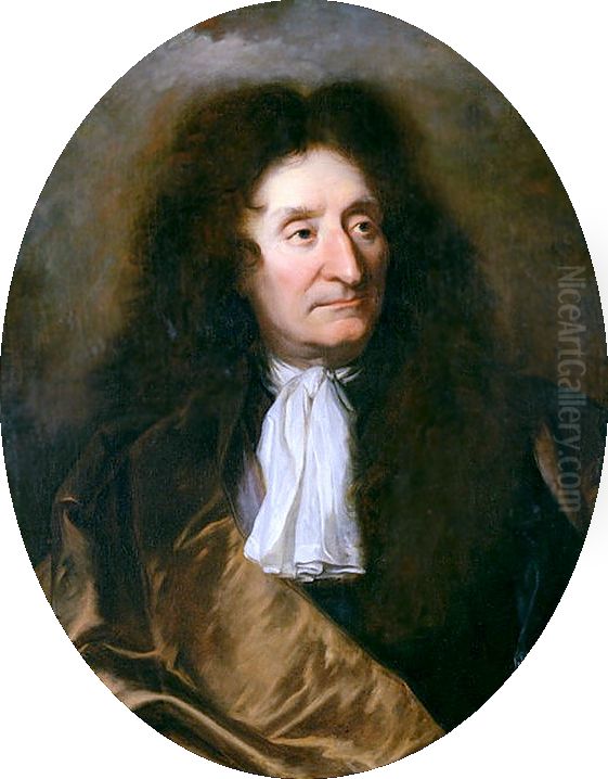 Portrait of Jean de la Fontaine Oil Painting by Hyacinthe Rigaud