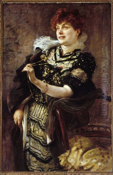 Portrait de Daniel Lesueur (Jeanne Loiseau, 1860-1921, dite), femme de lettres Oil Painting by Paul Emile Chabas