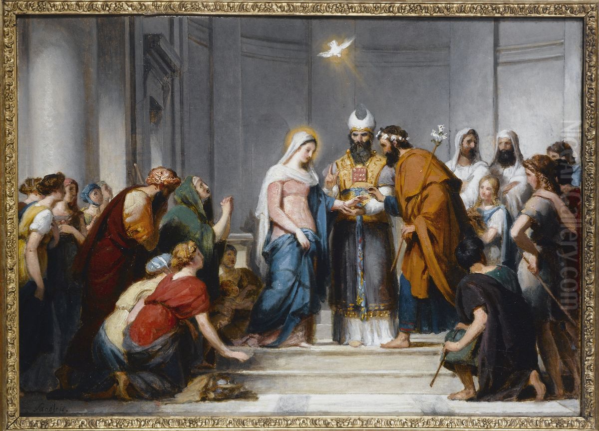 Le Mariage de la Vierge Etude pour la composition de l'eglise Notre-Dame-de-Lorette Oil Painting by Jerome-Martin Langlois