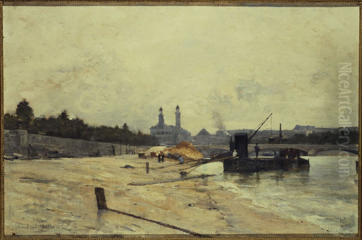 Le pont de l'Alma et l'ancien Trocadero vus du quai d'Orsay Oil Painting by Rene Billotte