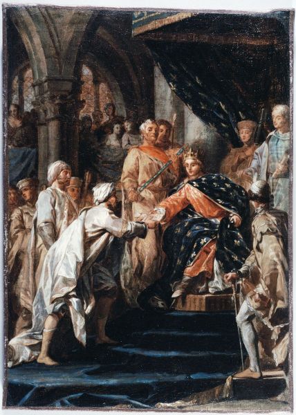 Saint Louis recevant les messagers du Vieux de la Montagne Oil Painting by Nicolas-Guy Brenet