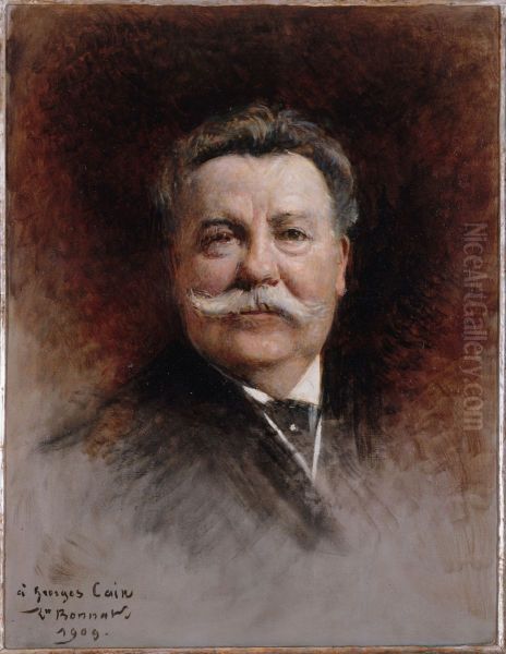 Portrait de Georges Cain (1853-1919), peintre et litterateur Oil Painting by Leon Bonnat