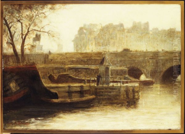 Le Pont-Neuf et l'ile de la Cite, vus du quai Conti Oil Painting by Angele Delasalle