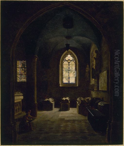 Der Saal aus dem 13. Jahrhundert im Musee des Monuments Francais Oil Painting by Mathieu Cochereau