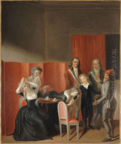 Louis XVII separe de sa mere, le 3 juillet 1793 Oil Painting by Jean-Jacques Hauer