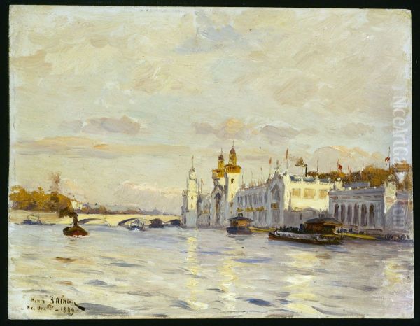 Vue de l'Exposition Universelle de 1889 Oil Painting by Henri Saintin