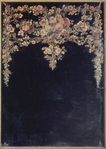 Guirlandes de fleurs Peinture sur un miroir