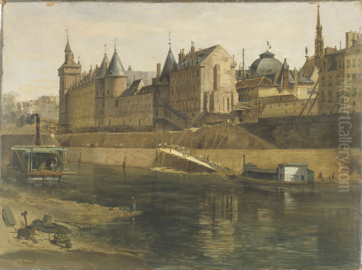 La Conciergerie pendant les travaux de reconstruction du Palais de Justice Oil Painting by Adrien Dauzats