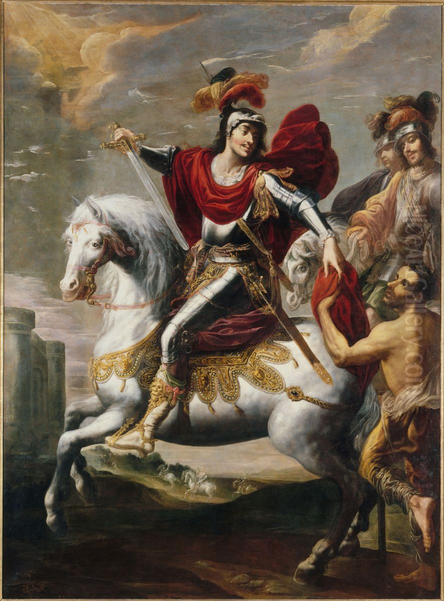 La Charite de Saint Martin Oil Painting by Georges Lallemand (see Lallemant)