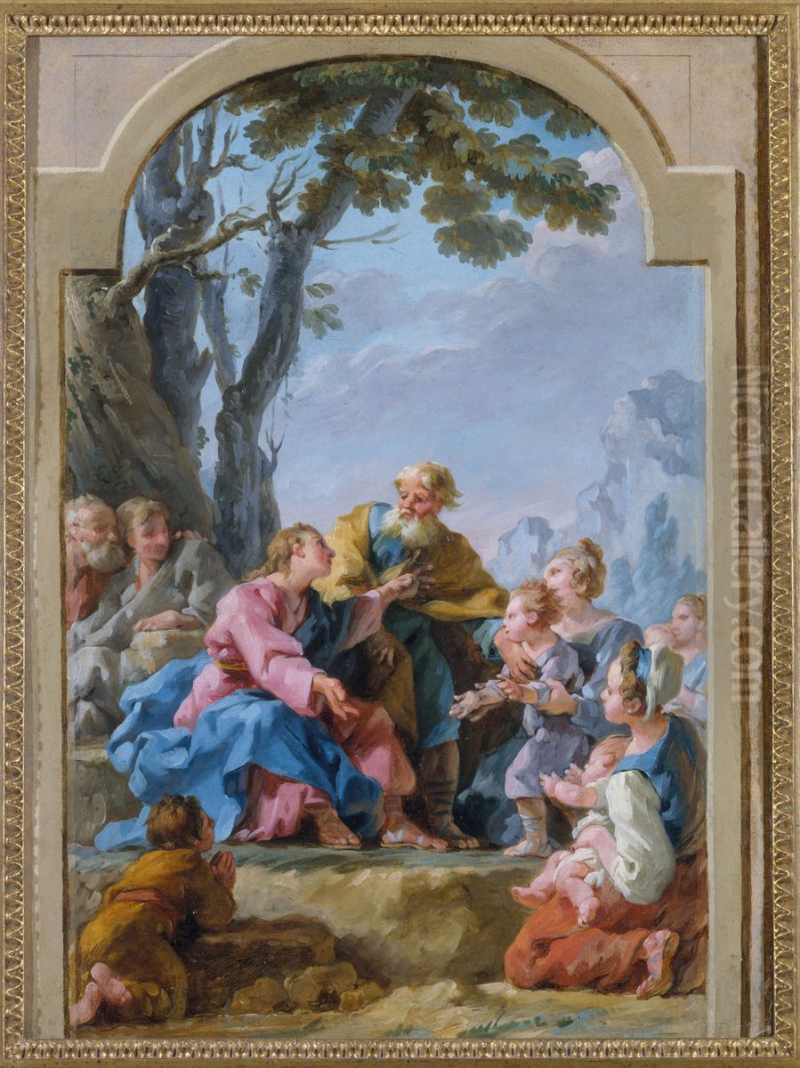 Le Christ et les Petits Enfants Oil Painting by Noel Halle