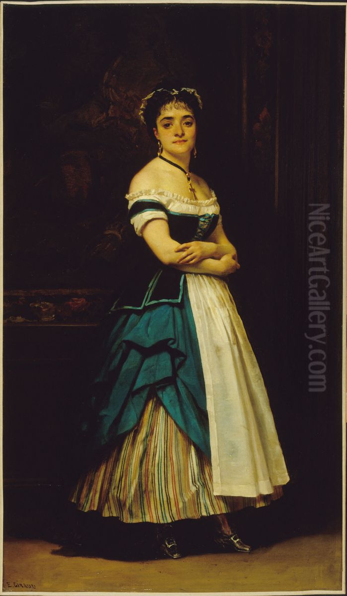 Dinah Felix (Melanie Emilia, dite), soeur de Rachel, en costume de soubrette Oil Painting by Eugene Giraud