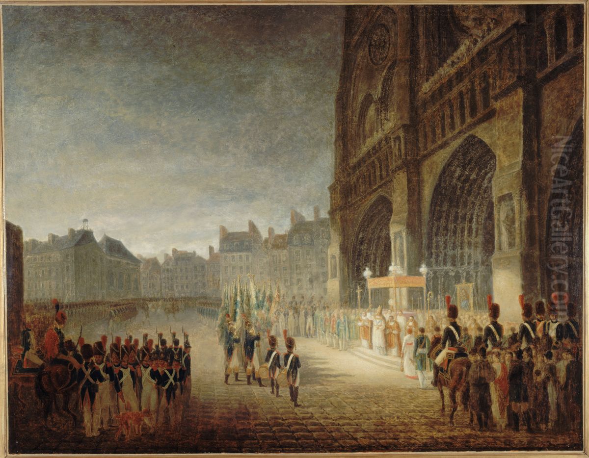 Benediction des drapeaux sur le parvis de Notre-Dame Oil Painting by Antoine-Jean Gros