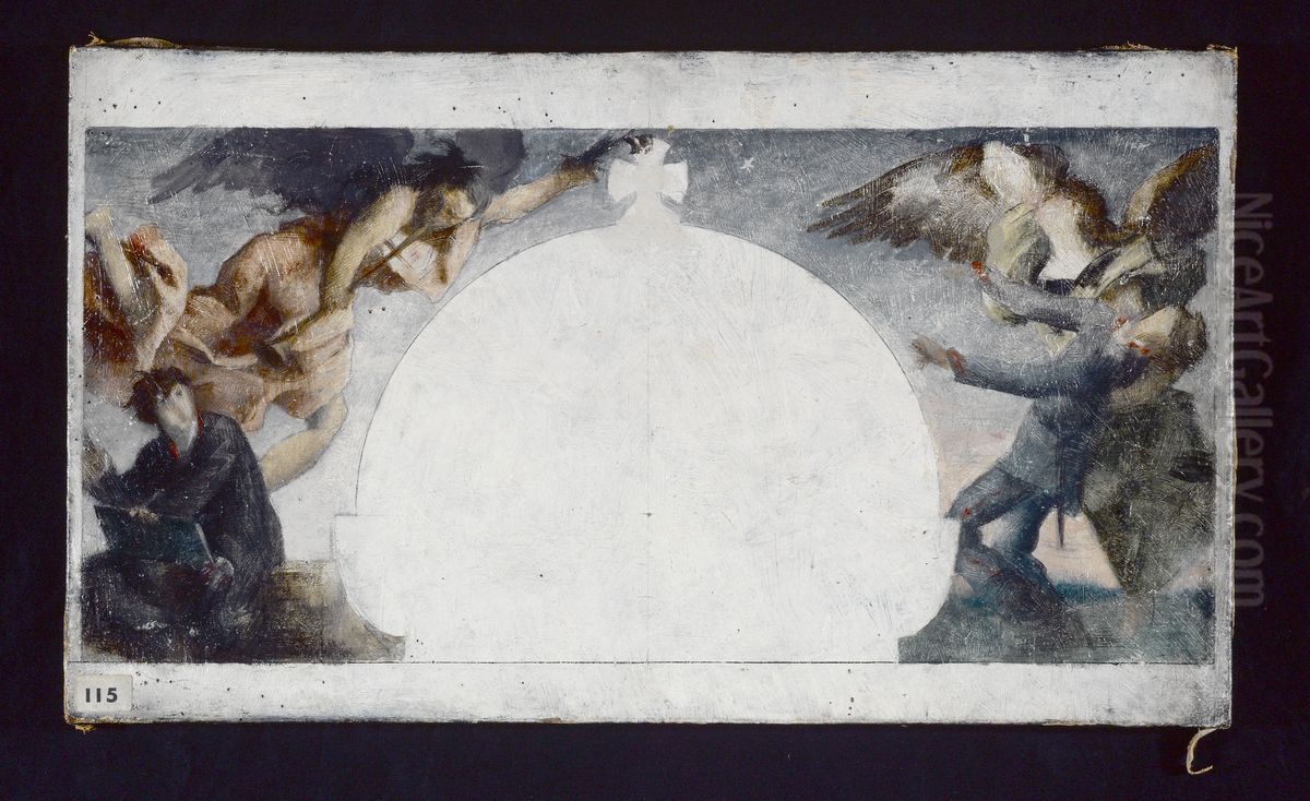 Esquisse pour la peinture du monument aux morts de la guerre de 1870 au lycee Chaptal Oil Painting by Gabriel Ferrier