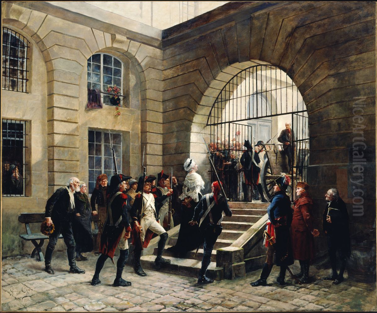 Marie Antoinette leaving the Conciergerie, October 16, 1793 Oil Painting by Georges Cain