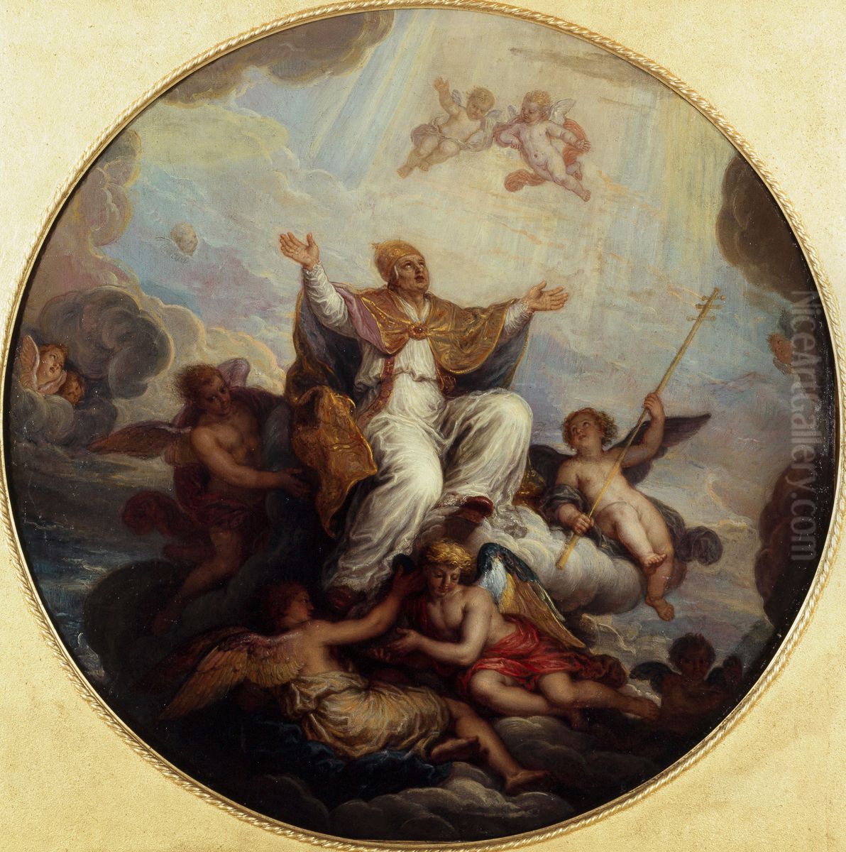 Saint Gregoire enleve au ciel, esquisse pour la coupole de la chapelle Saint-Gregoire de l'eglise des Invalides Oil Painting by Michel Corneille the Younger
