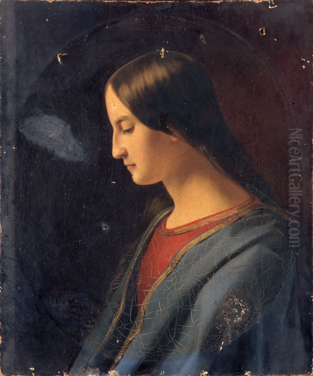 Tete de femme (la Vierge ?) Oil Painting by Emma Leroux de Lincy