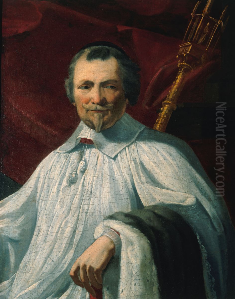 Portrait de Michel de Le Masle (1587-1662), chanoine de Notre-Dame de Paris, secretaire de Richelieu Oil Painting by Simon Vouet