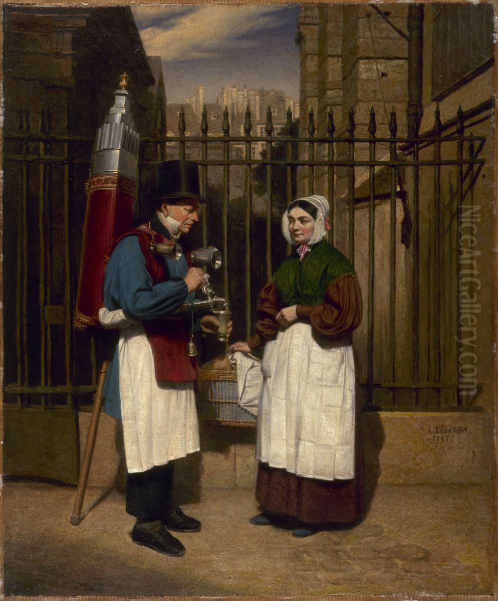 The coco water merchant Oil Painting by Augusta Lebaron-Desves