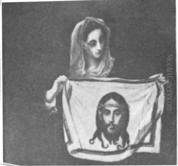 Veronica holding the Veil Oil Painting by El Greco