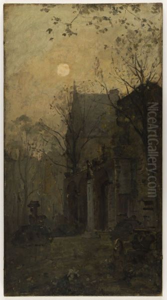 Esquisse pour l'escalier des Fetes de l'Hotel de Ville de Paris : Le square Cluny Oil Painting by Adrien Demont