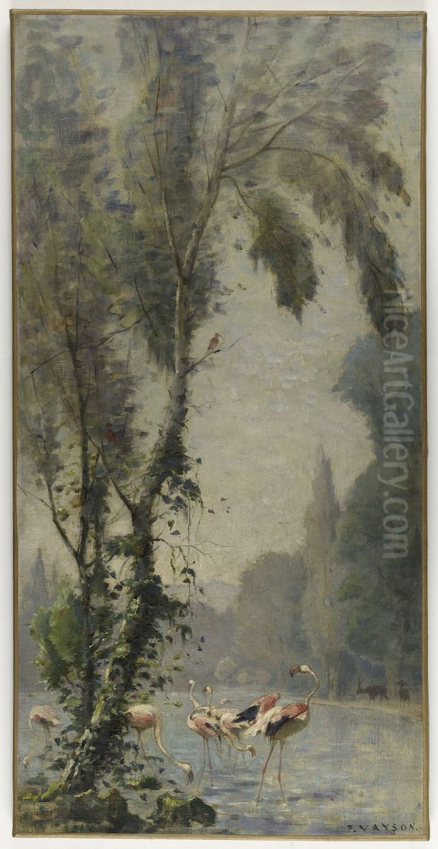 Esquisse pour l'escalier des fetes de l'Hotel de Ville de Paris : Le jardin d'acclimatation Oil Painting by Paul Vayson
