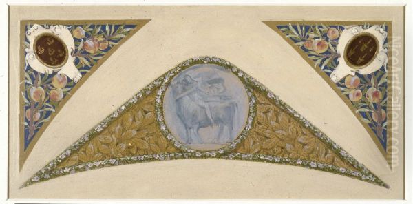 Esquisse pour l'escalier des Fetes de l'Hotel de Ville de Paris : Taureau. Oil Painting by Luc-Olivier Merson