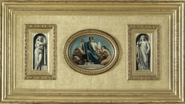 Esquisse pour la salle d'audience de la Cour des Assises du Palais de Justice de Paris : La Justice protegeant le faible Oil Painting by Leon Bonnat