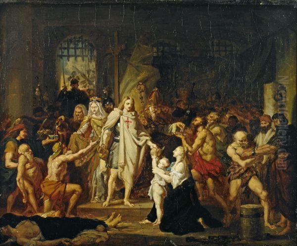 Saint Louis a Damiette Oil Painting by Pierre-Nolasque Bergeret